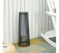 Outsunny Lámpara Pie Mimbre Ratán Solar LED 0,8 W Automática Exterior Decorativa Negro Ø21,5x61 cm Aosom España