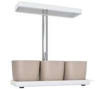 Outsunny Lámparas para Plantas de 42 LED con 3 Macetas, Temporizador e Iluminación Regulable, 45x18.8x47.8 cm, Blanco