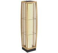 Outsunny Linterna de Jardín de Ratán, Farola Solar Exterior con Luces LED Encendido y Apagado Automático, Impermeable, IP44, Lámpara de pie para Terraza, Balcón, Patio, 19x19x68 cm, Arena