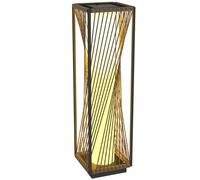 Outsunny Linterna de Jardín de Ratán Sintético Farola Solar con Luces LED Encendido y Apagado Automático Impermeable para Terraza Balcón Patio 22x22x77 cm Gris