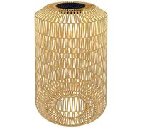 Outsunny Linterna de Jardín de Ratán Sintético Farola Solar con Luces LED Encendido y Apagado Automático Diseño Bohemio Impermeable para Terraza Balcón Patio Ø30x55 cm Natural