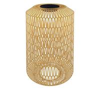 Outsunny Linterna de Jardín de Ratán Sintético Farola Solar con Luces LED Encendido y Apagado Automático Diseño Bohemio Impermeable para Terraza Balcón Patio Ø30x55 cm Natural