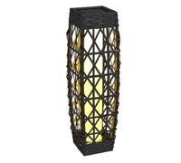 Outsunny Linterna de Jardín de Ratán Sintético Farola Solar con Luces LED Encendido y Apagado Automático para Terraza Balcón Patio 20x20x68 cm Gris