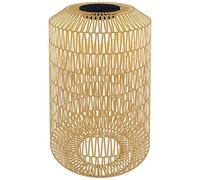 Outsunny Linterna de Jardín de Ratán Sintético Farola Solar con Luces LED Encendido y Apagado Automático Impermeable Estilo Bohemio para Patio Terraza Balcón Ø30x55 cm Natural