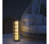 Outsunny Linterna de Jardín de Ratán Sintético Farola Solar con Luces LED Encendido y Apagado Automático para Terraza Balcón Patio 20x20x68 cm Gris