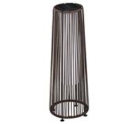 Outsunny Linterna de Jardín de Ratán Sintético Farola Solar Exterior con Luces LED Encendido y Apagado Automático Impermeable para Terraza Balcón Patio Ø21,5x61 cm, Marrón