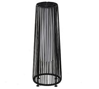 Outsunny Linterna de Jardín de Ratán Sintético Farola Solar Exterior con Luces LED Encendido y Apagado Automático Impermeable para Terraza Balcón Patio Ø21,5x61 cm, Negro