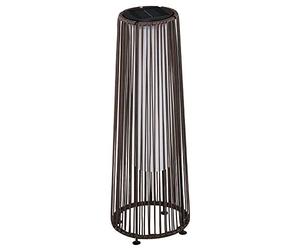 Outsunny Linterna de Jardín de Ratán Sintético Farola Solar Exterior con Luces LED Encendido y Apagado Automático Impermeable para Terraza Balcón Patio Ø21,5x61 cm, Marrón