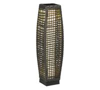 Outsunny Linterna de Jardín Ratán Sintético Luces LED 21x21x78 cm Gris | Luces Solares Exterior, Encendido/Apagado Automático, para Terraza Balcón Patio