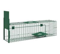 Outsunny Live Trap Trampa para animales de acero con 1 entrada para ratas y ratones Dim. 100L x 25W x 28H cm Verde oscuro