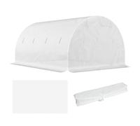 Outsunny Lona de repuesto invernadero tunel 12 m² 4x3x2 m PE anti-UV impermeable 8 ventanas + puerta enrollable con Cremallera Blanco Aosom España
