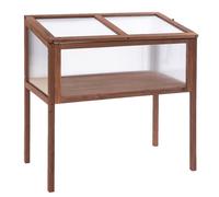 Outsunny Maceta de Madera para Frío 90x50x93 cm Mesa de Cultivo con Cubierta Caja de Hierbas para Jardín Balcón y Terraza Aosom España