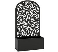 Outsunny Macetero con Celosía y Pantalla de Privacidad Separador de Jardín de Metal Negro 61x23x113 cm Aosom España