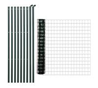 Outsunny Malla de alambre soldada - Malla 7,3 x 6,3 cm - Altura 2 m - Longitud 10 m - Postes, patas de fuerza incluidas - Acero recubierto de PVC verde