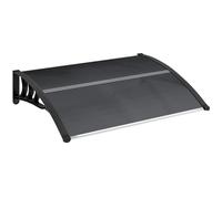 Outsunny Marquesina de Protección contra Sol y Lluvia 100x75x23 cm con Cubierta de Policarbonato para Puertas y Ventanas Negro
