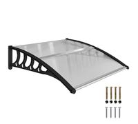 Outsunny Marquesinas Exterior para Puertas Lluvia 103x96,5 cm Transparente | Para Ventanas, Tejadillo de Protección contra Sol y Lluvia, Cubierta de Policarbonato, Soportes de PP, Regleta Aluminio