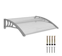 Outsunny Marquesinas Exterior para Puertas y Ventanas 100x75cm Transparente | Tejadillo de Protección contra Sol y Lluvia, Cubierta de Policarbonato, Soporte de Aleación de Aluminio