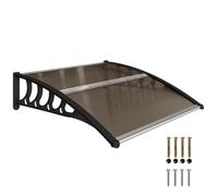 Outsunny Marquesinas Exterior para Puertas y Ventanas 103x96,5 cm Marrón | Tejadillo Exterior, Protección Sol y Lluvia, Cubierta Policarbonato, Soportes PP, Regleta Aluminio