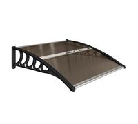 Outsunny Tejadillo de Protección 100x100 cm Marquesina Exterior para Puertas y Ventanas contra Sol y Lluvia Soporte Marrón Translúcido Aosom España