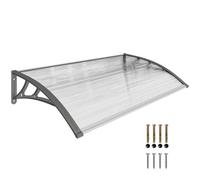 Outsunny Marquesinas Exterior para Puertas y Ventanas 110x60 cm Gris | Tejadillo Protección Sol y Lluvia, Cubierta de Policarbonato, Soportes de PP, Regleta de Aluminio, Transparente