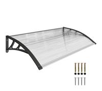 Outsunny Marquesinas Exterior para Puertas y Ventanas 110x60 cm Negro | Protección contra Sol y Lluvia, Cubierta de Policarbonato, Soportes de PP, Regleta de Aluminio, Transparente