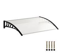 Outsunny Marquesinas Exterior para Puertas y Ventanas, 122x89 cm, Tejadillo de Protección contra Sol y Lluvia, con Cubierta de Policarbonato, Soporte de Aleación de Aluminio, Blanco BLANCO