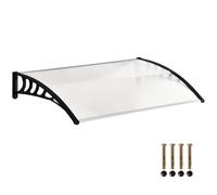 Outsunny Marquesinas Exterior para Puertas y Ventanas 150x90 cm Blanco | Tejadillo de Protección contra Sol y Lluvia, Cubierta de Policarbonato, Soporte de Aleación de Aluminio