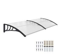 Outsunny Marquesinas Exterior para Puertas y Ventanas 195x75 cm Blanco | Tejadillo de Protección contra Sol y Lluvia, Cubierta de Policarbonato, Soporte de Aleación de Aluminio