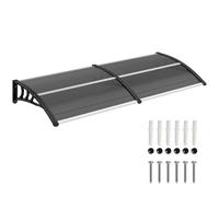 Outsunny Marquesinas Exterior para Puertas y Ventanas 196x75 cm, Negro | Tejadillo de Protección contra Sol y Lluvia, Cubierta de Policarbonato, Soporte de Aleación de Aluminio
