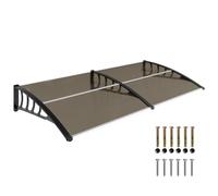 Outsunny Marquesinas Exterior para Puertas y Ventanas 200x96 cm Marrón | Tejadillo de Protección contra Sol y Lluvia, Cubierta de Policarbonato, Soportes de PP, Regleta de Aluminio