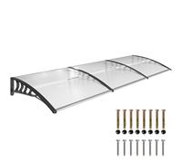 Outsunny Marquesinas Exterior para Puertas y Ventanas 295x90 cm Marrón | Tejadillo de Protección contra Sol y Lluvia, Cubierta de Policarbonato, Soporte de Aleación de Aluminio