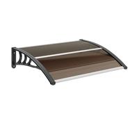 Outsunny marquesinas exterior para puertas y ventanas 75x100 cm tejadillo de protección contra sol y lluvia con soporte de aleación de aluminio marrón translúcido
