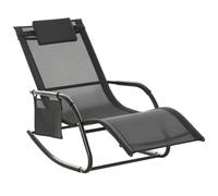 Outsunny Mecedora de Exterior con Reposabrazos 120 kg 150x62x88 cm Negro | Tumbona Mecedora, Reposacabezas Acolchado, Bolsillo Lateral, para Jardín Terraza Patio