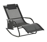 Outsunny Mecedora de Exterior Tumbona Mecedora con Reposabrazos Reposacabezas Acolchado y Bolsillo Lateral Carga 120 kg para Jardín Terraza Patio 150x62x88 cm Negro