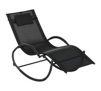 Outsunny Mecedora de Exterior Tumbona Mecedora con Reposacabezas Reposabrazos y Metálico Carga 120 kg para Interior y Exterior 155x61x88 cm Negro