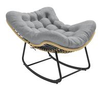Outsunny Mecedora de Rattan con cojín Grueso 120kg 87x110x70cm Gris | Mecedora, columpio de jardín, sillón lounge interior/exterior, muebles de jardín para patio
