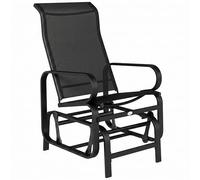 Outsunny Mecedora deslizante para exteriores con marco de metal resistente para jardín, cómoda silla oscilante para patio, patio trasero y piscina, color negro