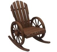 Outsunny Mecedora Rústica de Madera Maciza 88x68x92 cm Madera Envejecida | para Exteriores, Sillón Balancín, Terraza o Jardín