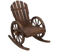 Outsunny Mecedora Rústica de Madera Maciza para Exteriores Sillón Balancín de Terraza o Jardín 88x68x97 cm Color Madera Envejecida Aosom España