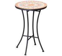 Outsunny Mesa Auxiliar de Jardín 35,5 cm Redonda Resistente a la Intemperie en Estilo de Mosaico Mesa de Camping de Metal Mesa de Café Aosom España