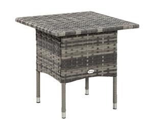 Outsunny Mesa auxiliar de jardín mesa de centro cuadrada de resina trenzada estilo acogedor 50x50x47 cm Negro Aosom España