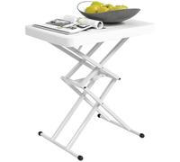 Outsunny Mesa auxiliar de jardín plegable de HDPE, mesa plegable al aire libre con altura ajustable en 5 niveles, para patios y jardines, 65 x 45 x 70 cm, color blanco