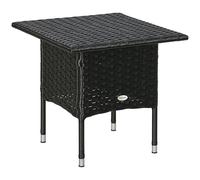 Outsunny Mesa auxiliar de ratán para exteriores, mesa de café para patio, jardín, color negro
