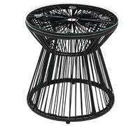 Outsunny Mesa Auxiliar de Ratán Sintético Redonda Ø40x42 cm Negro