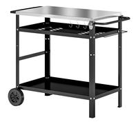 Outsunny Mesa auxiliar para plancha exterior con superficie de trabajo, carrito de barbacoa con estante ajustable 100x52x80cm Aosom España