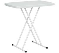 Outsunny Mesa auxiliar plegable de HDPE, mesa plegable con altura ajustable en 6 niveles, mesa de balcón para patios y jardines, 76 x 50 x 74 cm, color blanco