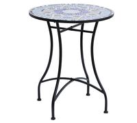 Outsunny Mesa Auxiliar Redonda de Jardín Ø60x71 cm con Encimera de Mosaico Decorativo para Exterior y Capacidad de 100 kg