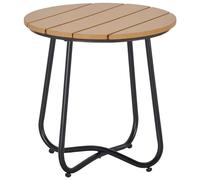 Outsunny Mesa Auxiliar Redonda Exterior Patio Ø49x48 cm Natural y Negro