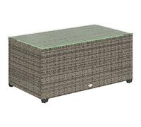 Outsunny Mesa baja de jardín, mesa auxiliar en resina trenzada con sobre de cristal templado, 90 x 50 x 38 cm, gris oscuro Aosom España