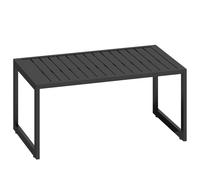 Outsunny Mesa baja exterior con tablero de lamas, estructura de aluminio, para balcón, patio, terraza, 90 x 50 x 42 cm, negro